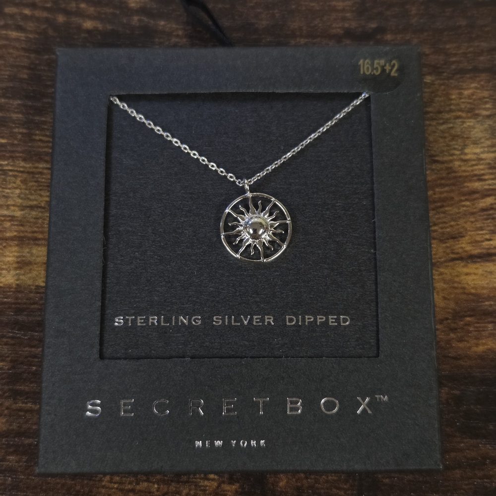 Secret Box Sterling Silver Dipped Sunburst Necklace